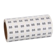 0.4" Small Round Number Stickers Roll, 1000 Pcs Circle Labels, Black Number 88