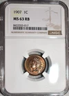 MS-63 RB 1907/9 w/ 3 Digits in Denticles Snow-14 Indian Head Cent, Tough Variety