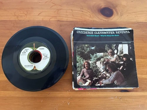 Vintage 45 Vinyl Records Lot of 30 Various Beatles Beach Boys Santana UNTESTED