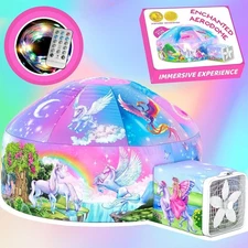 W&O Enchanted Aerodome with LED Lights - Air Tent Fort - Inflatable Play Tent fo