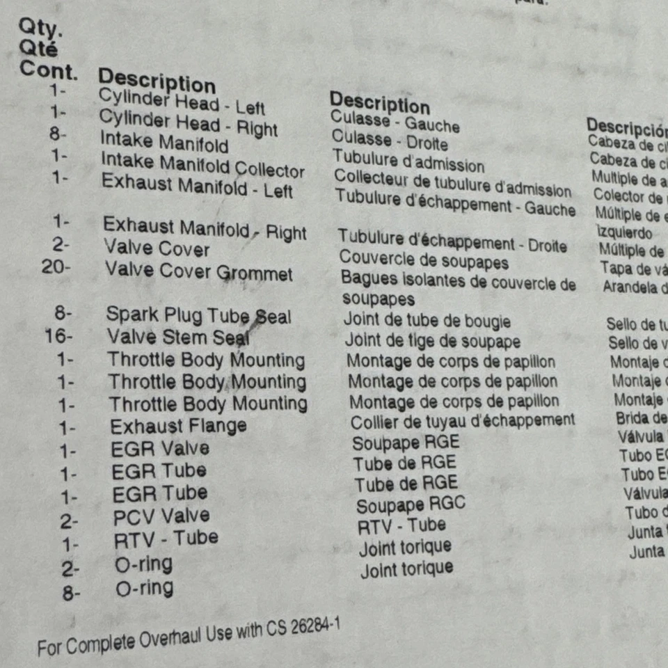 Juego de juntas de culata Fel-Pro HS26284PT1 para Chrysler 5,7 L Foto 4 de 4