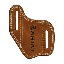 Ariat Embossed Logo Leather Knife Sheath Sleeve (Medium Brown)