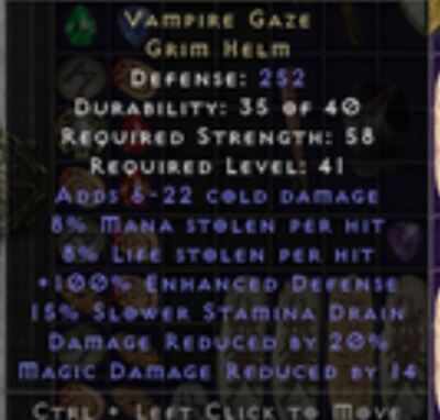 DIABLO 2: RESURRECTED D2R: Near PERFECT Vampire Gaze Grim Helm Softcore - PC NL
