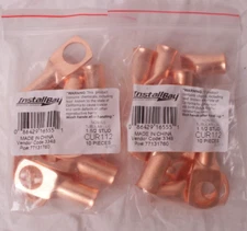 20-pack Install Bay CUR112 Copper Uninsulated Ring Terminal 1 Gauge 1/2