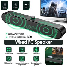 USB Powered Wired PC Speakers LED Light Computer Speakers with Knob for Desktop