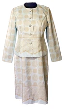 Leslie Fay Pastel Blue Mandala Print Sheath Dress And Jacket Set Size 12P