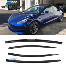 For 17-25 Tesla Model 3 Window Visor Rain Sun Deflector Gloss Carbon Fiber Print
