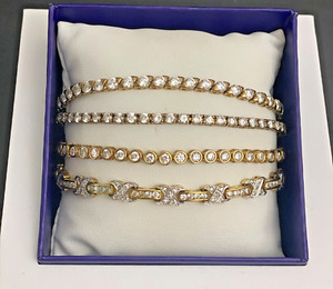 Authentic Four Gold Plated Sterling Silver Clear Gemstone Bracelets