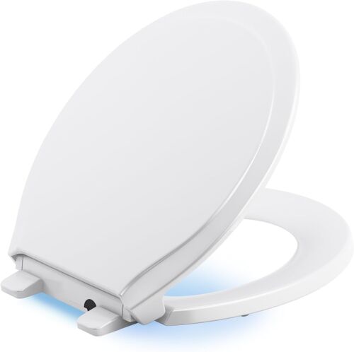 Kohler 78059, siège de toilette avant rond silencieux-fermé avec veilleuse, blanc - Photo 1/6