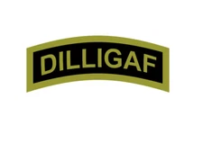 DILLIGAF Tab Car Vinyl Window Decal/Sticker Olive/Black