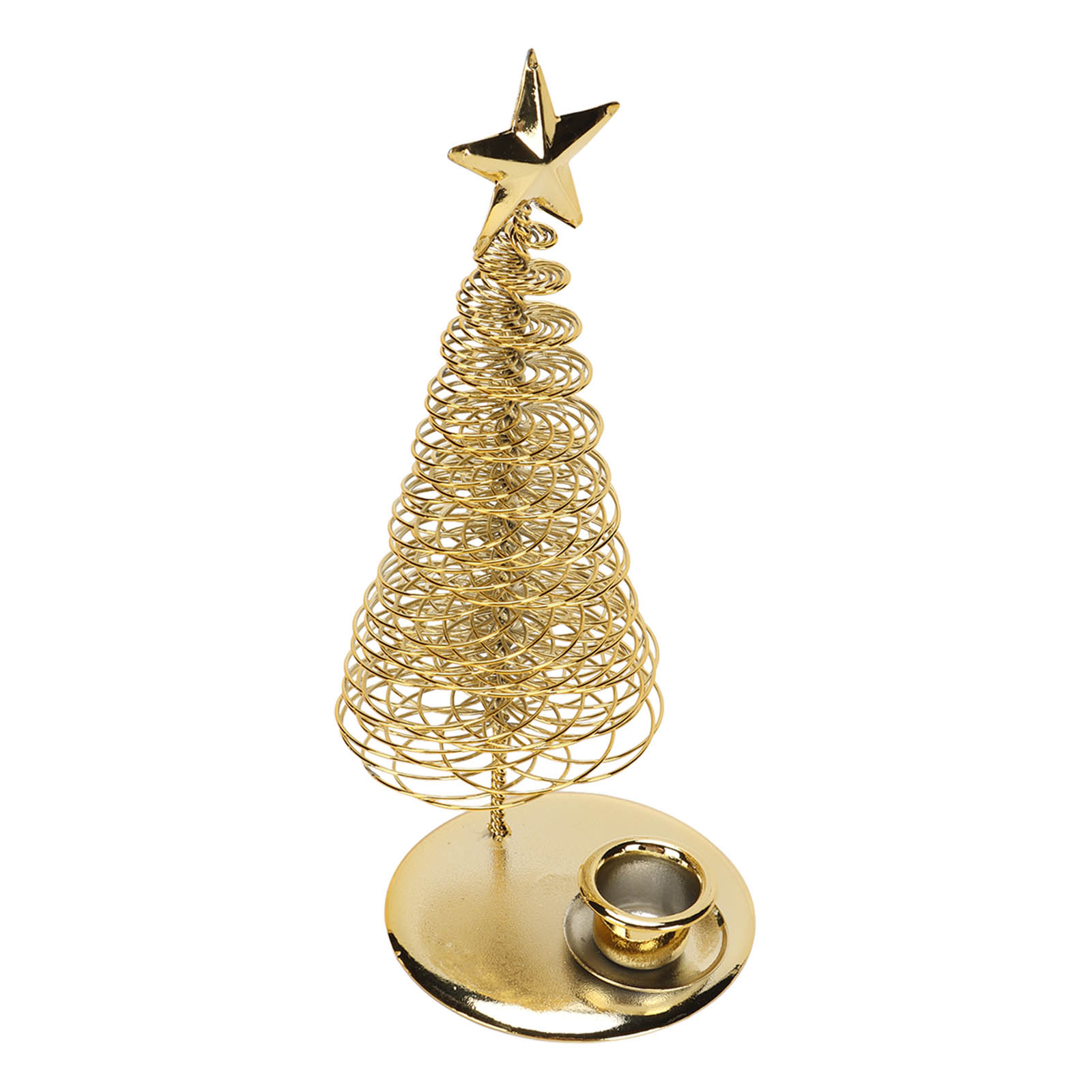 Christmas Tree Candlestick Holder With Star Metal Golden Christmas Tree