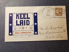 Submarine USS SEADRAGON SS-194 Naval Cover 1938 KEEL LAID Cachet USS SEMMES