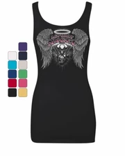 Asphalt Angel Women's Tank Top Biker Angel Wings and Halo Motorcycle Club Top
