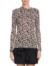 ISABEL MARANT Etoile Black Pink Floral Print Lightweight Blouse Top 12 US L = 44