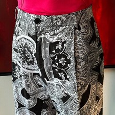 VERSACE stretch pants black & white French Baroque print size 54 from S/S 2018