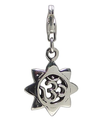 OM Clip-On CHARM 925 Sterling SILBER für Armband 14mm Aum Symbol Anhänger