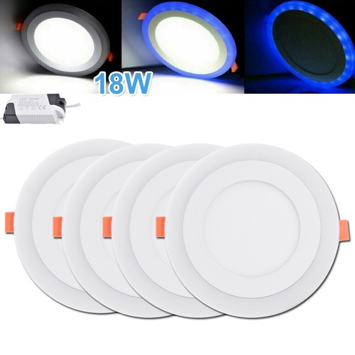 4Pcs 18W Blue + White LED Ceiling Light Fans Recessed Panel Downlight ...