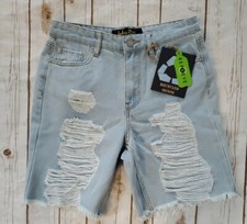 Indigo Rein Recycled Denim Distressed Light highriseShorts Women  s Size 5/26 NWT