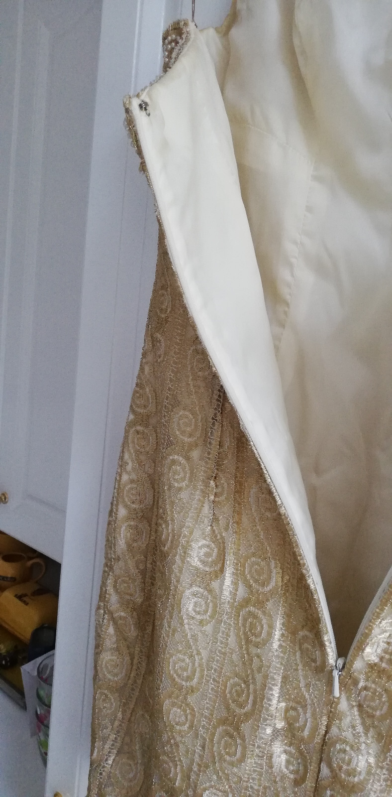 Robe De Soirée Longue Maxi - Taille 34/36 (XS) - Couleur Blanc Rose - Doublée - Neuve Sans étiquette