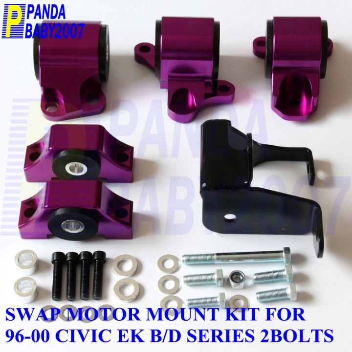 2 Bolt Engine Motor Mount Kit For 1996-00 Civic EK B16 B20 D16 B D Chrome Billet