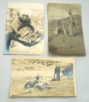 3 antique Native American photos real postcard