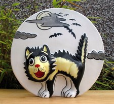 Lorna Bailey Rare PROTOTYPE COLOURWAY THUNDER FLASH the Cat Bonfire night Plaque