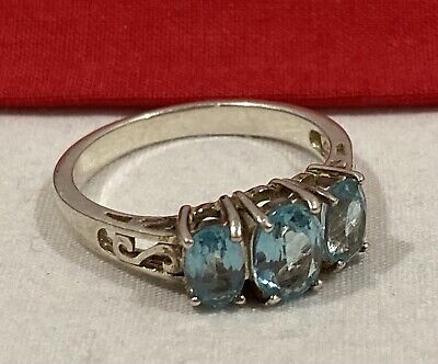 KH 925 Thailand Signed Sterling Silver Blue Lab Colored BAND KH 925 Thailand Signed Sterling Silver Blue Lab Colored BAND