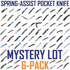6-Piece Mystery Spring-Assist Folding Pocket Knife Lot – Random EDC Blades - NEW