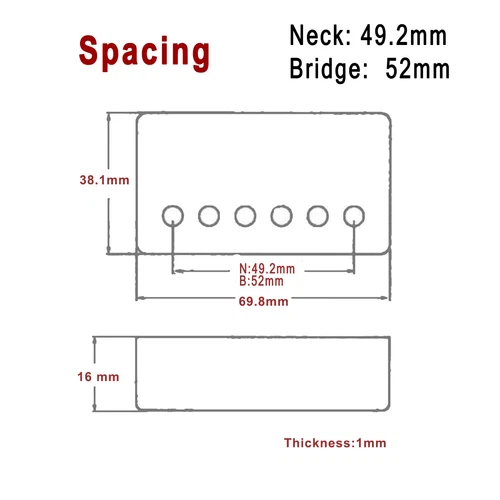 Humbucker Pickup Brass Covers Chrome 49.2 50 52mm Spacing for Gibson Epiphone LP