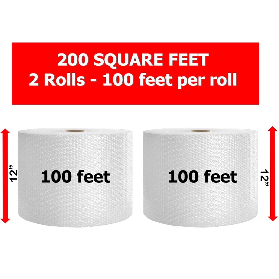 200 feet Bubble Cushioning Wrap Roll Small Bubble 12" Wide Perforated Every 12" - Image 2 of 4