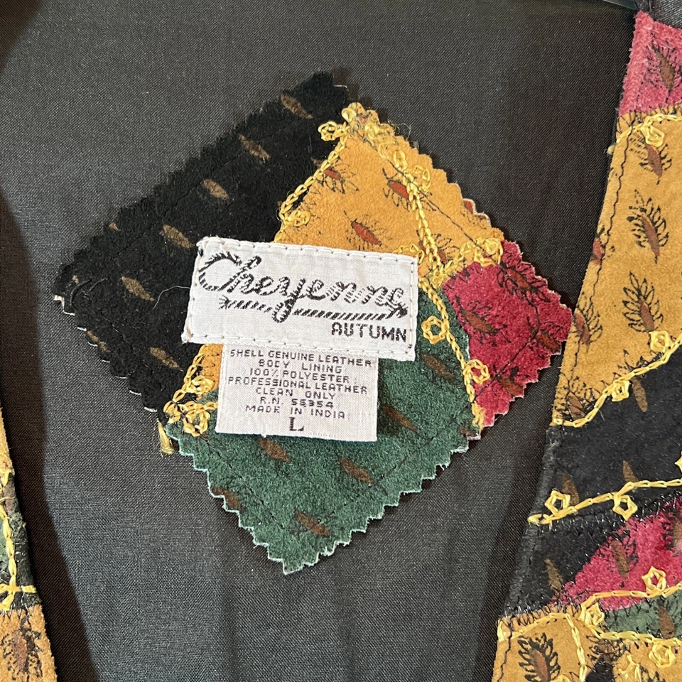 Chaleco Cheyenne Otoño Mujer Talla L Cuero Retazos Vintage Bordado Gamuza Foto 3 de 4