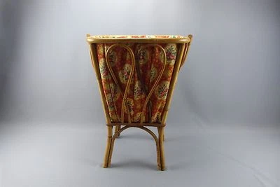 Travailleuse en rotin années 60 VINTAGE tissu d'origine laine tricot rattan. - Photo 1/4