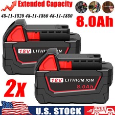 For Milwaukee for M18 8.0AH Battery Lithium Extended Capacity 48-11-1860 2PACK