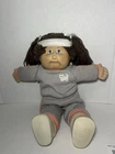 Vintage Cabbage Patch Kids Doll With Cat Jumper, Headband, Blue Eyes, Brown Hair