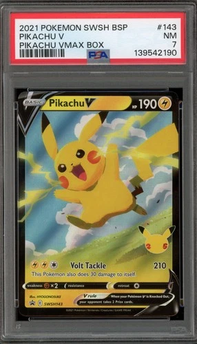 Pokemon Pikachu V VMAX Bx. Holo Promo SWSH143 PSA 7