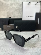 CHANEL SUNGLASSES BLACK FRAME 100 AUTHENTIC CLASSIC 5422B CRYSTAL GRAY LENSES