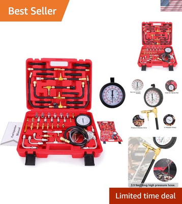 #ad #ad Automotive Fuel Injection Pressure Tester Kit Gauge 0 140 PSI with Adapters $91.18