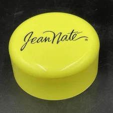 Vintage Jean Nate Silkening Body Powder 6 oz Size Round EMPTY Container Yellow