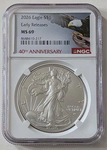 2026 SILVER EAGLE 1OZ NGC MS69 EARLY RELEASES SKU 8688410-217
