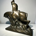 D. S. Barros Signed Bronze Cowboy Riding Horse Figurine Sculpture, 3D Effect — photo 7