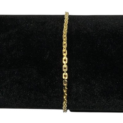 14K vergoldet Ankerkette Armband - 10'' 2mm 4g - 925 Sterling Silber