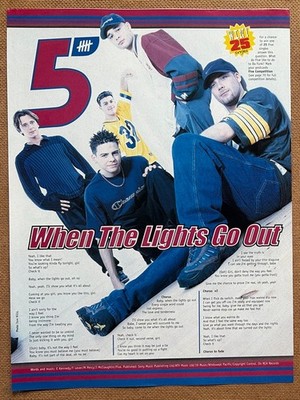FIVE - WHEN THE LIGHTS GO OUT 1998 Full page UK lyric poster 5IVE