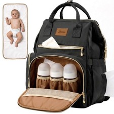 Diaper Bag Backpack with Wet/Dry Pocket, Changing Pad, 27L Black