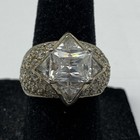 Sterling Silver 925 Clear Faceted Ring Lot 2 Sizes 5.25 5.5 BBJ Geometric 12.9g — photo 4