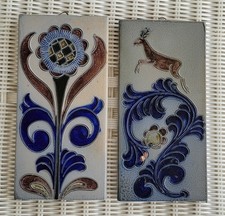 Two BLINK Ceramic Pottery Wall Art Tiles- Made In W Germany 9.5" Tall 