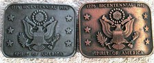 LOT OF 2 BICENTINNIAL BELT BUCKLES 1776-1976 SPIRIT OF AMERICA EAGLE