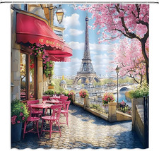 Paris European Shower Curtain Ancient Architecture, 70 X 70 Inch Eiffel Tower