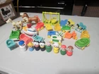 Vtg 1970's Fisher Price Little People Wooden & Plastic And Accessories Lot 30 Pc