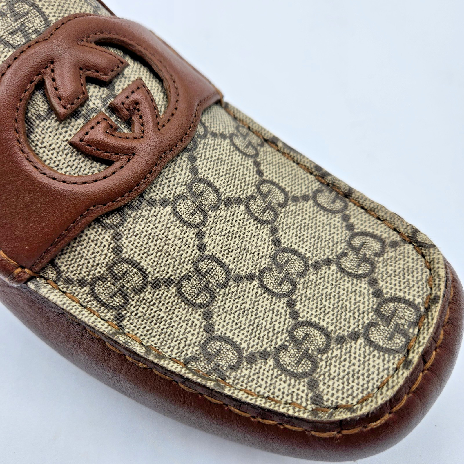 Gucci Interlocking G Men's Brown Leather Driving Moccasins Loafers UK8.5 US9 thumbnail 13