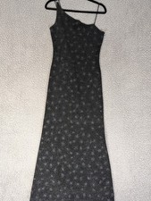 Vintage Byer Too California Crushed Glitter Maxi Dress Black Whimsigoth Fairy L